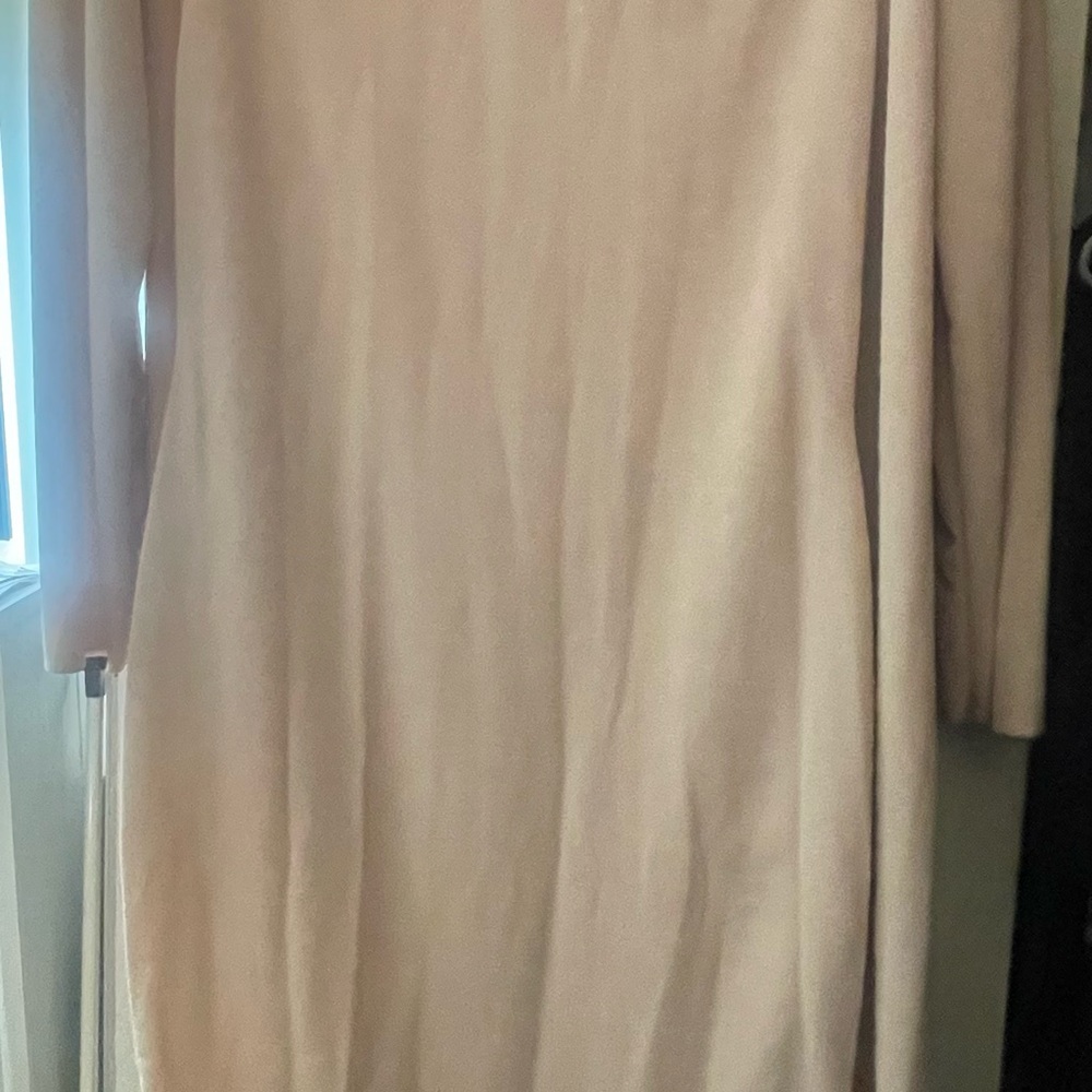 NWT 2 piece set Boohoo Soft Cream Long Duster and Strapless Dress Size US 12